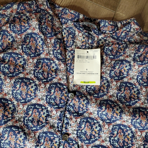 NWT Lands' End Midnight Sky Floral V-Neck Button Front Blouse Women's Size 6 - Picture 5 of 16